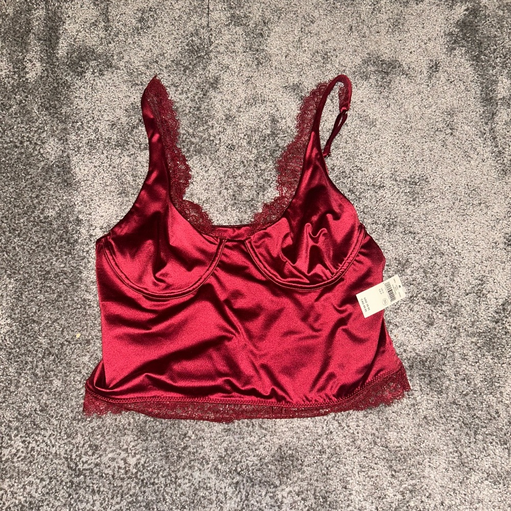 Aerie Red Lace Trim Bralette